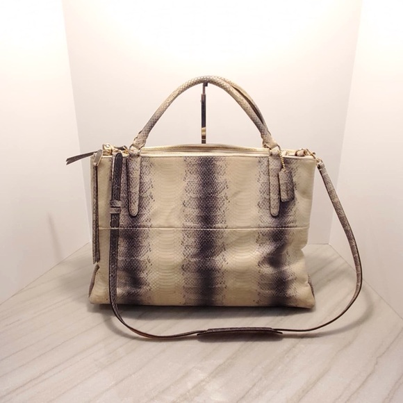 Coach Handbags - RARE $1,600 Coach Borough Bag in Exotic Embossed Python & Glovetanned Leather